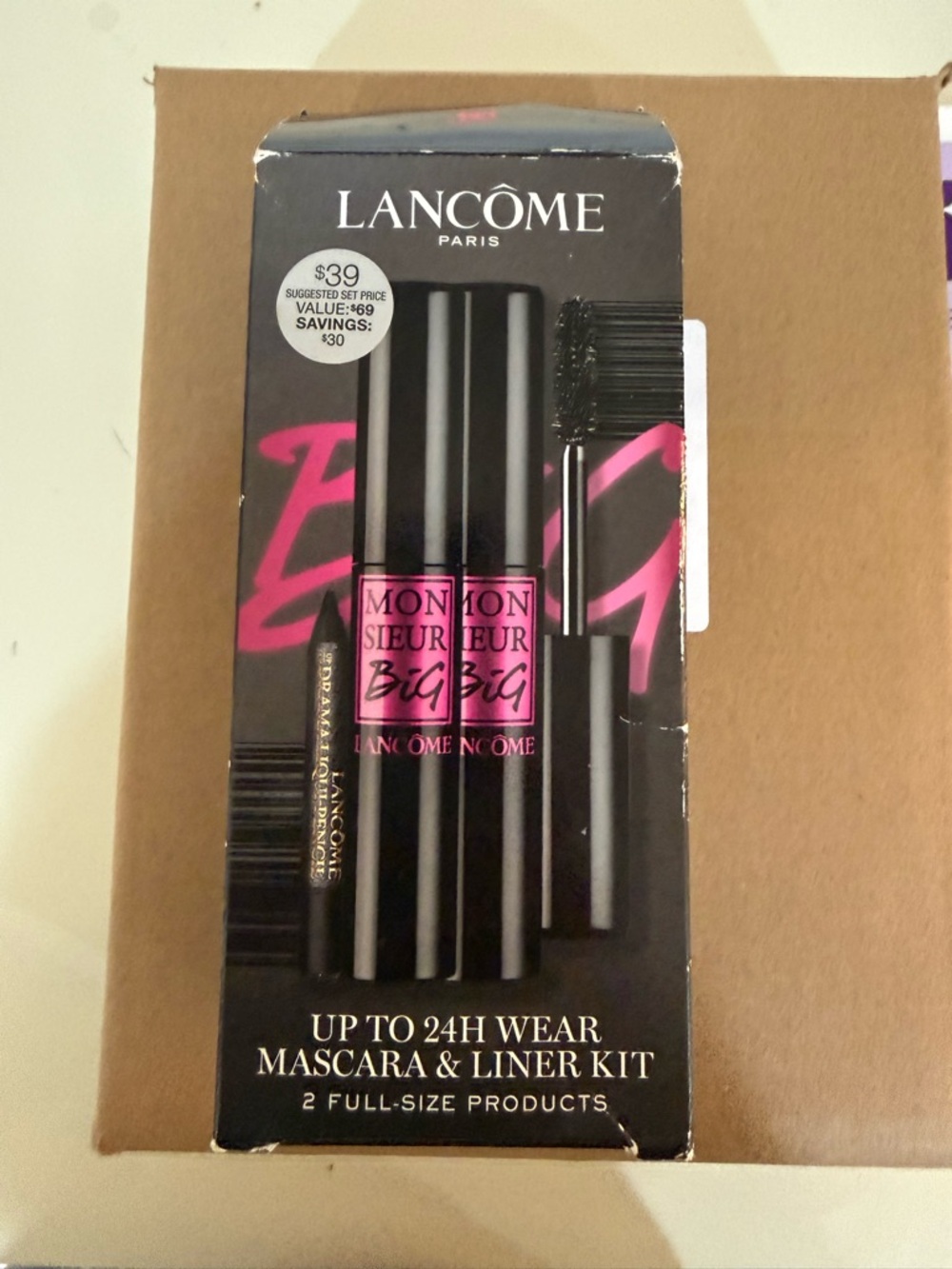 Lancome Monsieur Big Mascara & Drama Eyeliner Kit - Hot Pink Packaging